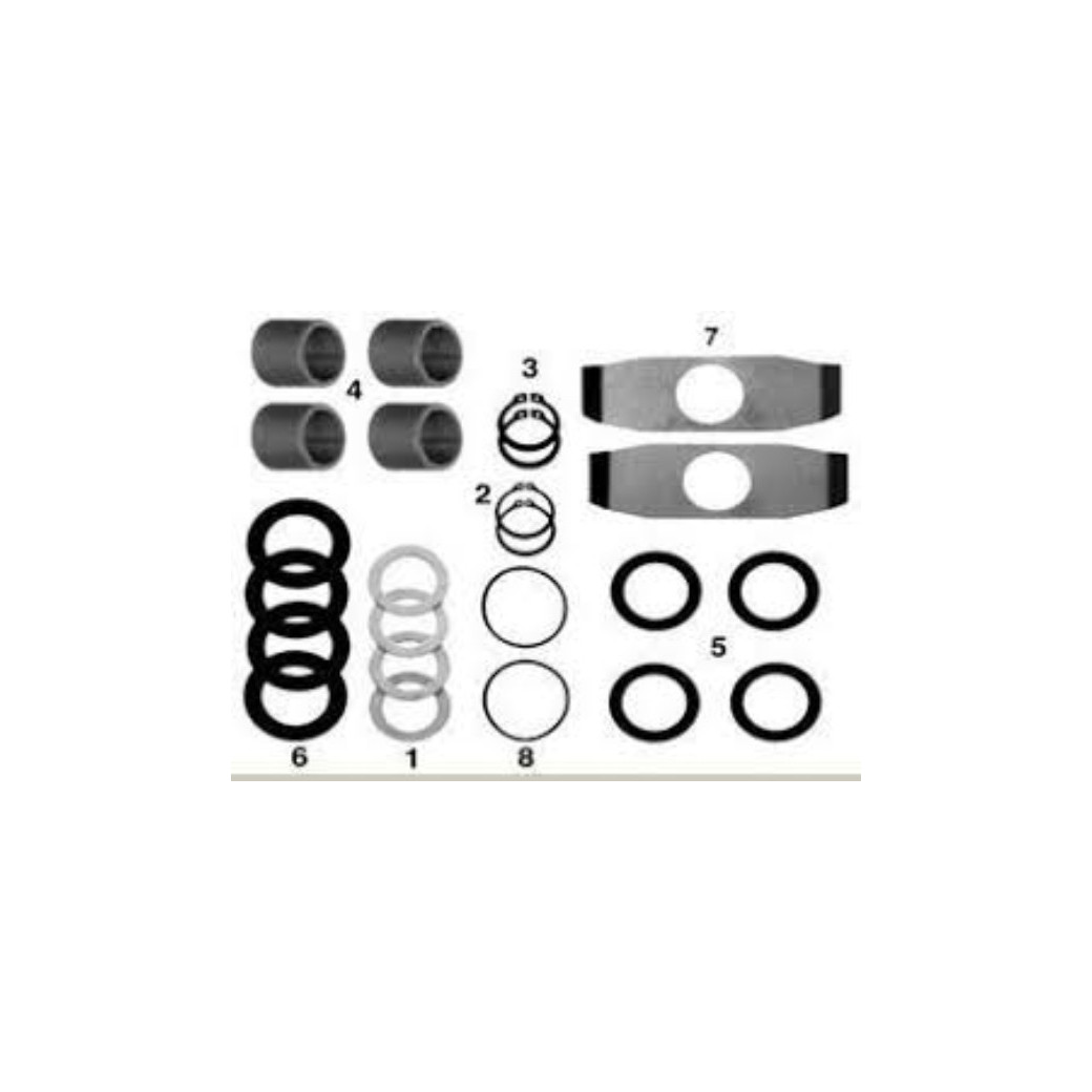 Freightliner Argosy camshaft repair kit showing bushings, bearings, and installation hardware.