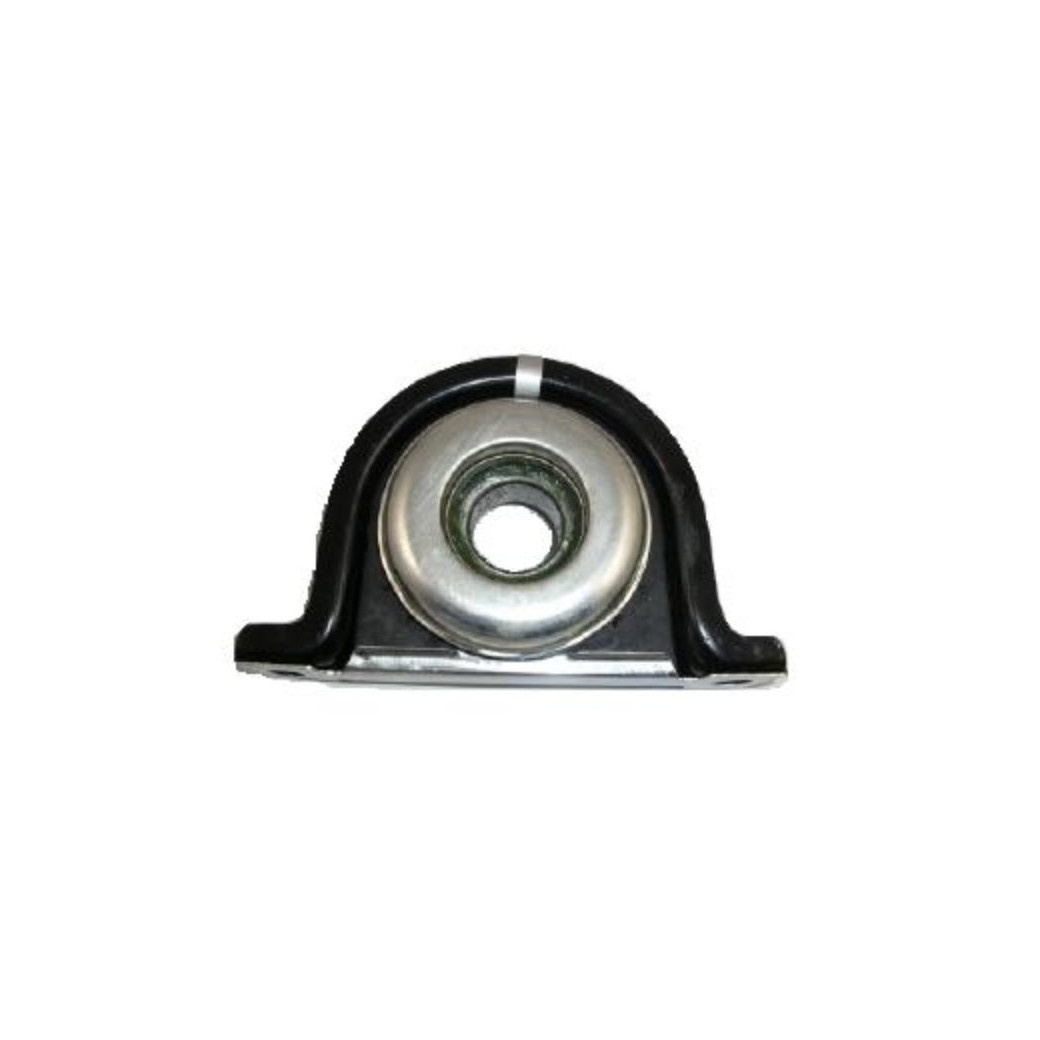 Heavy-duty 60mm center bearing showing vulcanized rubber isolator with steel mounting bracket.