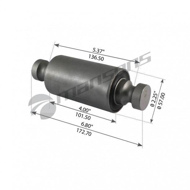 Freightliner front leaf spring bush with integrated pin, showing steel sleeve and rubber isolator. Freightliner front leaf spring bush with integrated pin, showing steel sleeve and rubber isolator.