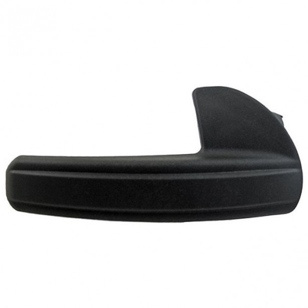 Freightliner neW gen left-hand interior door handle showing black plastic grip and metal mounting plate.