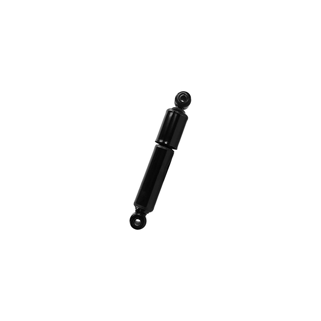 Heavy-duty cab shock absorber with loop mounts and metal housing for Freightliner trucks.
