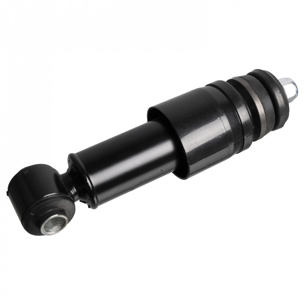 Volvo V4 cab rear shock absorber showing horizontal mounting and cab attachment points.