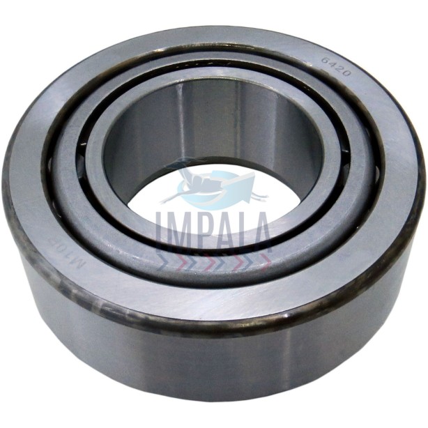 Freightliner/International front inner wheel bearing with tapered roller design and steel casing.