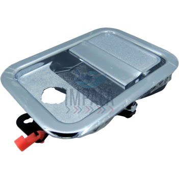 Freightliner right-side exterior door handle with chrome finish, mounted on truck cab door.