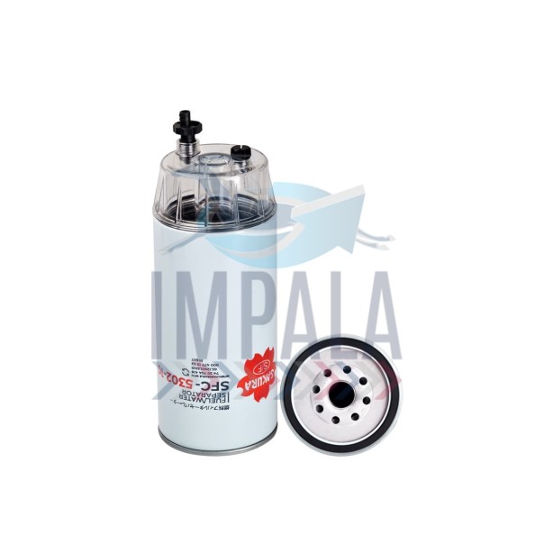 Mercedes diesel fuel filter SFC-5302-10B with water-separating cartridge and metal housing.