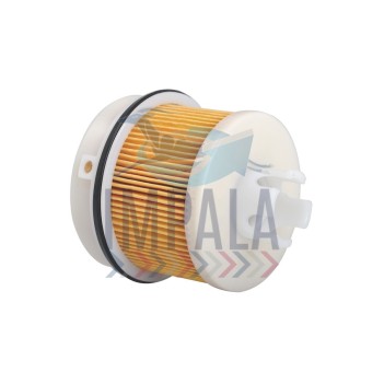 OEM-style Hino N04C diesel fuel filter cartridge EF-1112 with metal housing and sealing gasket.