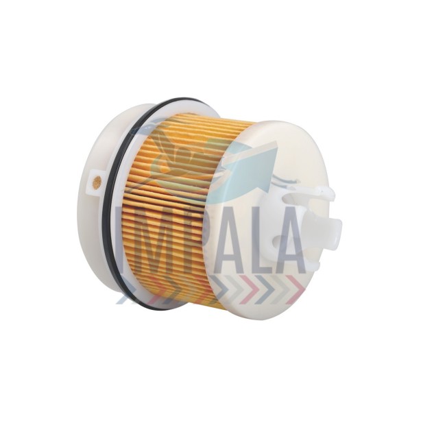 OEM-style Hino N04C diesel fuel filter cartridge EF-1112 with metal housing and sealing gasket.