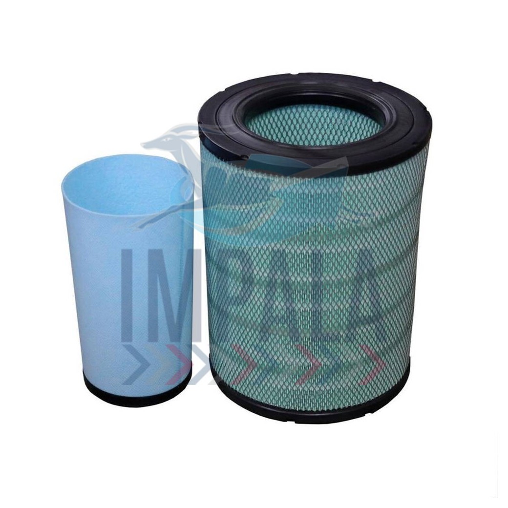 Volvo FMX heavy-duty air filter kit A-71590-S "Flower" showing stacked primary/secondary filters with pleated media.