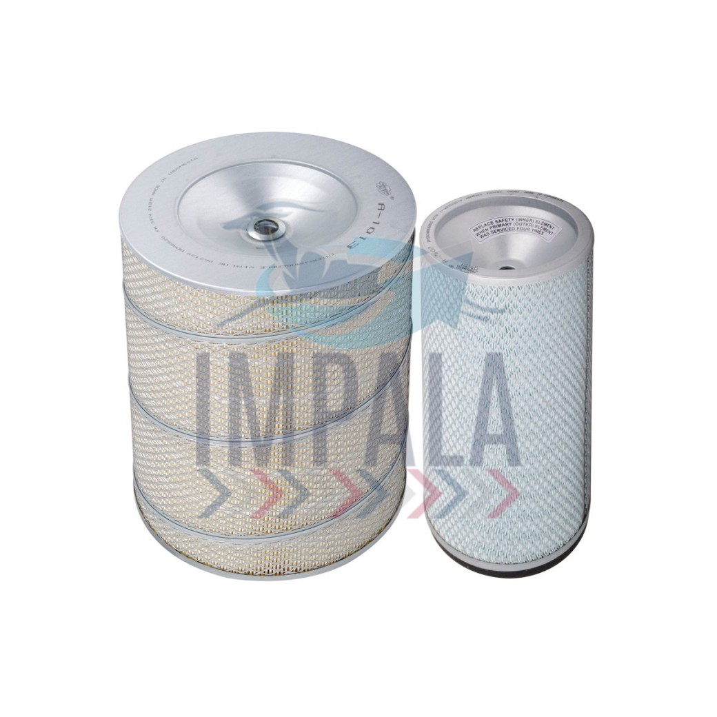 Isuzu F-Series and UD 60-95 air filter set A-1842-S showing primary and secondary filters with pleated media.