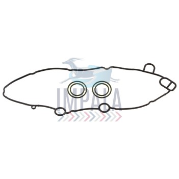 Scania DC13 engine oil cooler gasket set showing multi-layer paper/rubber seals and O-rings.