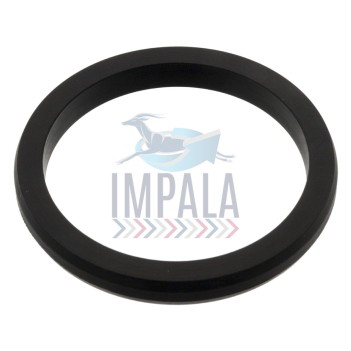 Volvo truck water pump rubber seal ring showing circular cross-section and smooth sealing surface.