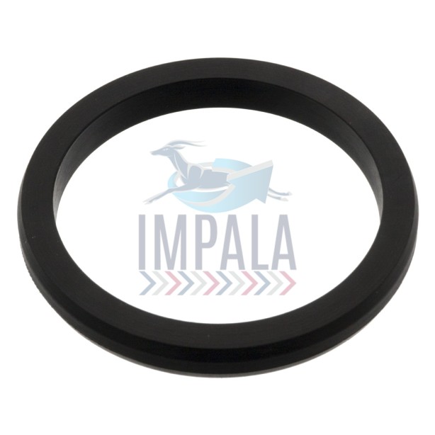 Volvo truck water pump rubber seal ring showing circular cross-section and smooth sealing surface.