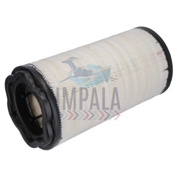 Rectangular Scania S7/DC16/R500 engine air filter with pleated media and rubber sealing edge.