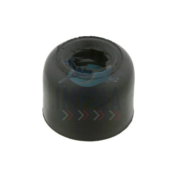 Volvo FH Version 4 front cab suspension bump stop with rubber isolator and steel mounting plate.