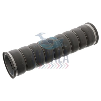 Volvo FH12 D12C V1 charger intake hose showing flexible hose section with clamps and turbocharger connection.