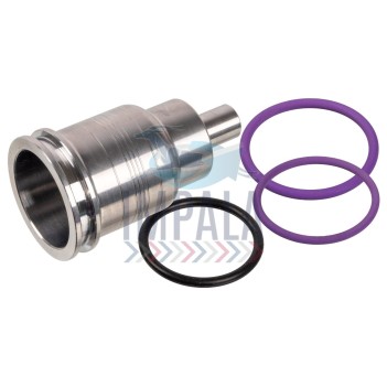 Volvo D13 injector tube kit showing fuel tubes, fittings, and sealing components.