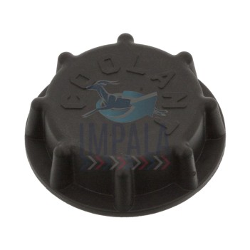 Volvo FH D12 coolant expansion tank cap showing cap design and sealing gasket.