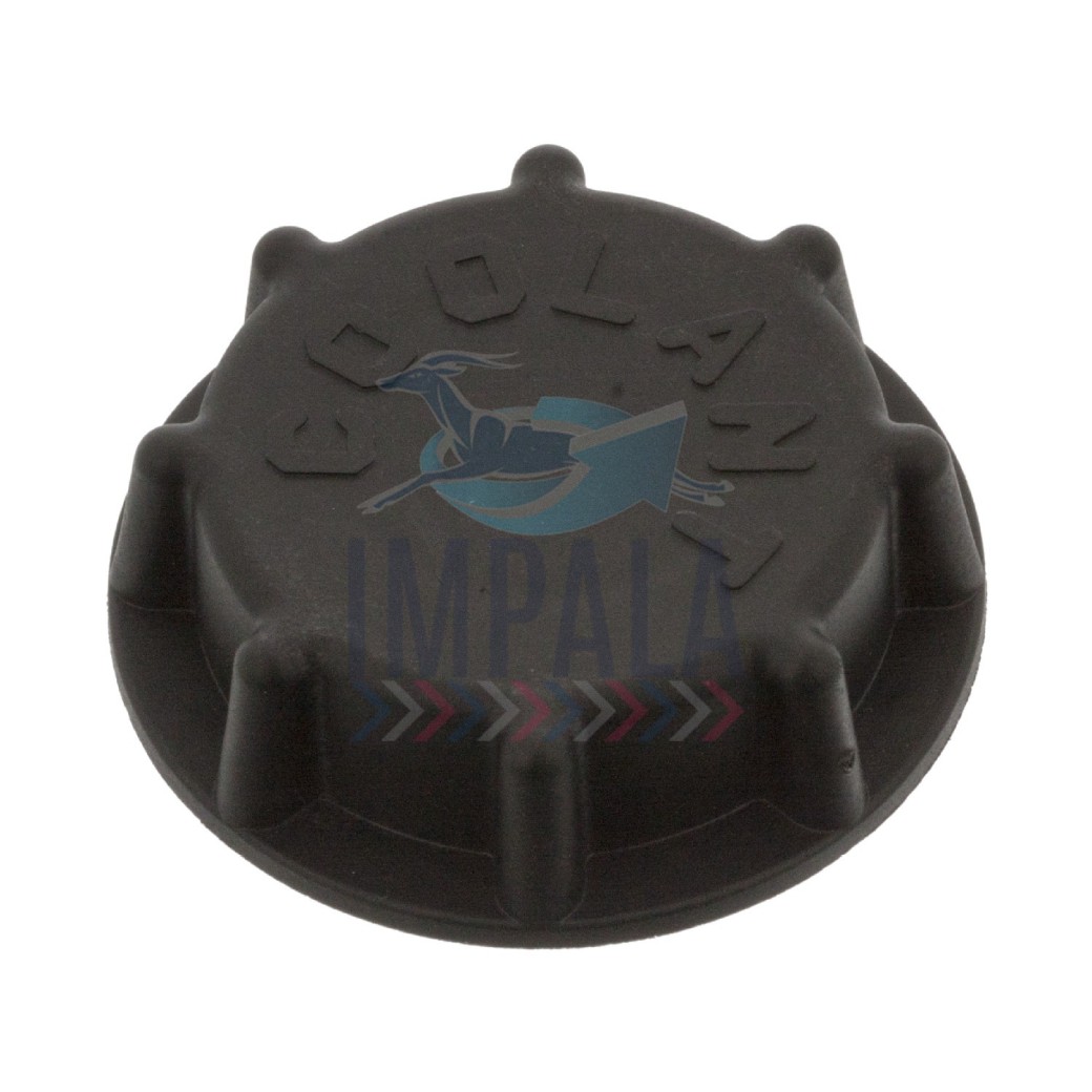 Volvo FH D12 coolant expansion tank cap showing cap design and sealing gasket.