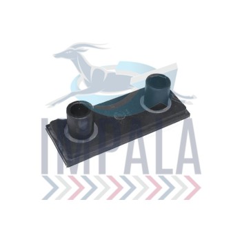 Freightliner Argosy lower front engine mount showing rubber isolator with steel mounting plates.