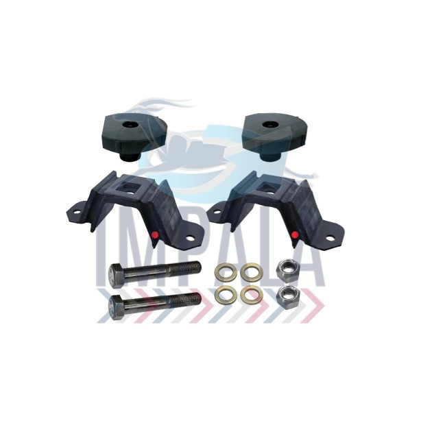 Freightliner Argosy rear engine mount repair kit showing rubber isolators and mounting hardware. Freightliner Argosy rear engine mount repair kit showing rubber isolators and mounting hardware.