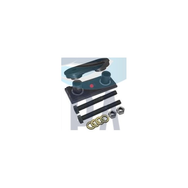 Freightliner Argosy front engine mount complete kit showing rubber isolators and mounting hardware. Freightliner Argosy front engine mount complete kit showing rubber isolators and mounting hardware.