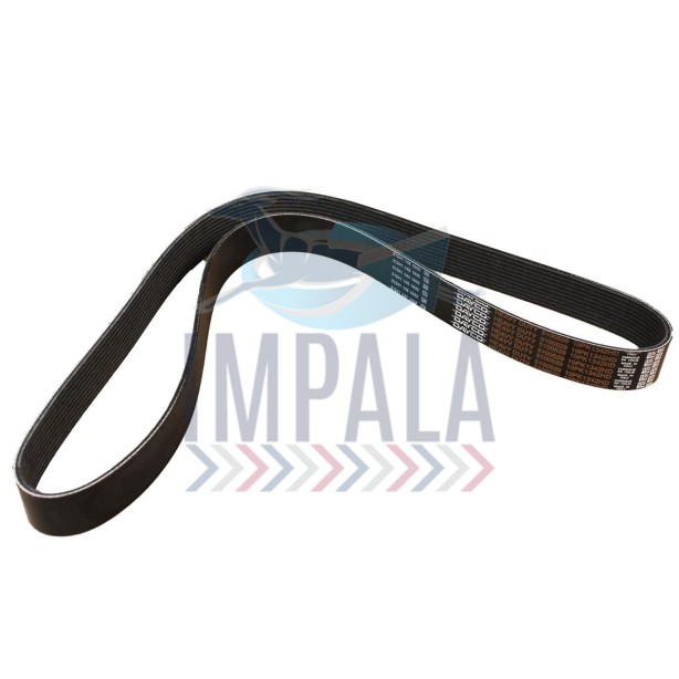 V-ribbed fan belt for Volvo D11 engines, designed for reliable power transmission. V-ribbed fan belt for Volvo D11 engines, designed for reliable power transmission.