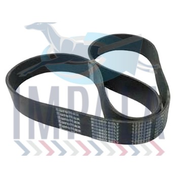 Heavy-duty V-ribbed alternator belt for Volvo D11 engines, ensuring reliable power transmission.