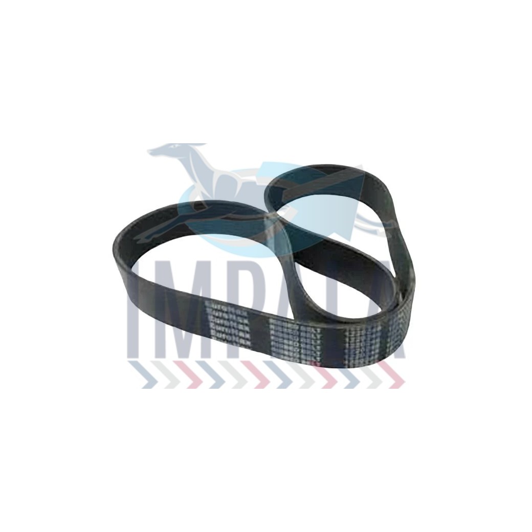 Heavy-duty V-ribbed alternator belt for Volvo D11 engines, ensuring reliable power transmission.