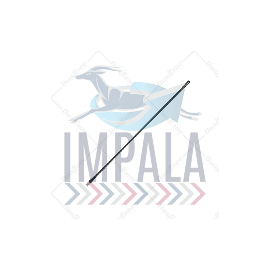 Black 24-inch CB antenna mounted on a Freightliner truck cab