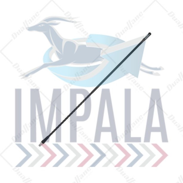 Black 24-inch CB antenna mounted on a Freightliner truck cab