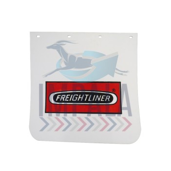 24x24 black rubber mudflap for commercial trucks, mounted on rear fenders for splash protection.