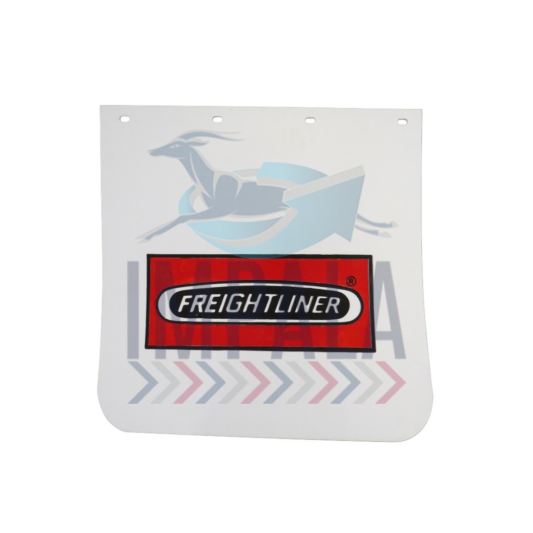 24x24 black rubber mudflap for commercial trucks, mounted on rear fenders for splash protection.